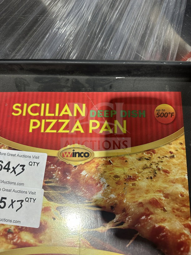 Winco Commercial Square Non-Stick Sicilian Pizza Pan, 16"x16", Model SPP-1616, deep dish, up to 500°F.