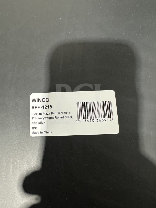 Winco Commercial Non-Stick Sicilian Pizza Pan, 16" x 16", Model SPP-1616. Heavyweight rolled steel, excellent condition.
