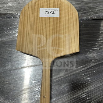 New Winco wooden pizza peel, model WPP1222, 12"x13" blade, 9" handle. Auction tag indicates "72X2" quantity.