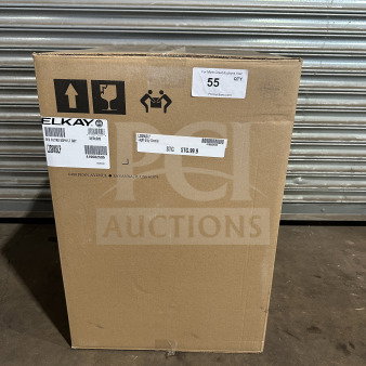 Brand new Elkay LZS8WSLP hydration station in box. Light gray granite, touchless, refrigerated, 115V, single water cooler.