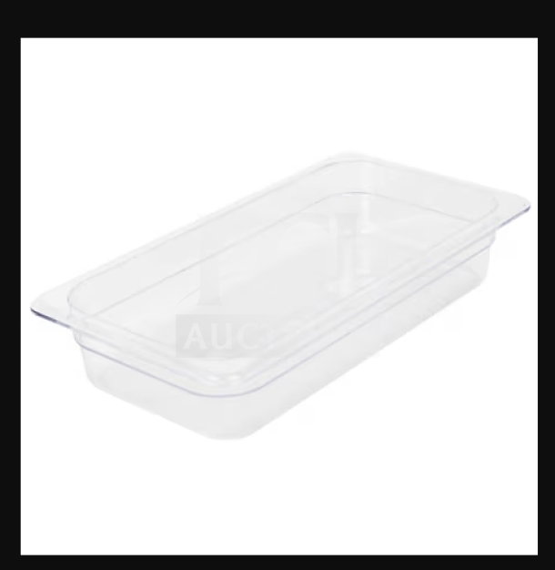 Clear Thunder Group polycarbonate 1/3 food pan, model PLPA8132. New condition, ideal for commercial use.