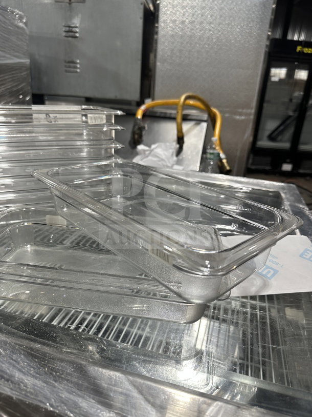 Cambro commercial 1/3 size clear polycarbonate food pan, model 631-1, 2.5" deep, new condition.