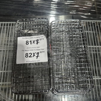 Winco PGW-510 chrome pan grate, 5x10.5", new condition, for steam pans. Tags indicate model and auction details.