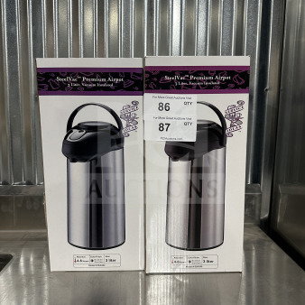 Brand new Service Ideas SteelVac 3-liter insulated air pot, stainless steel, model SSA300, with pump lid.