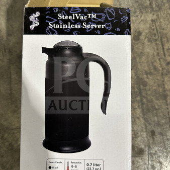 BRAND NEW Service Ideas SteelVac Stainless Server, black, 0.7L capacity, 4-6 hours retention, in original box.