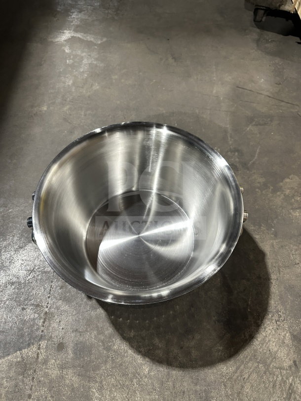 Brand new double-walled hammered stainless steel beverage tub with integrated side swing handles, commercial quality.