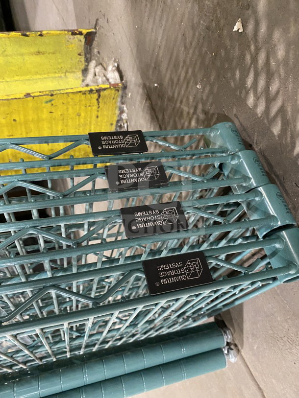 NEW Quantum 24x72" wire shelf, blue-gray carbon steel, excellent condition, Quantum Storage Systems label.
