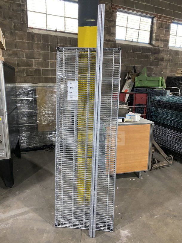 NEW Quantum commercial carbon steel silver 24x72" wired shelf, unused, featuring sturdy construction for industrial use.