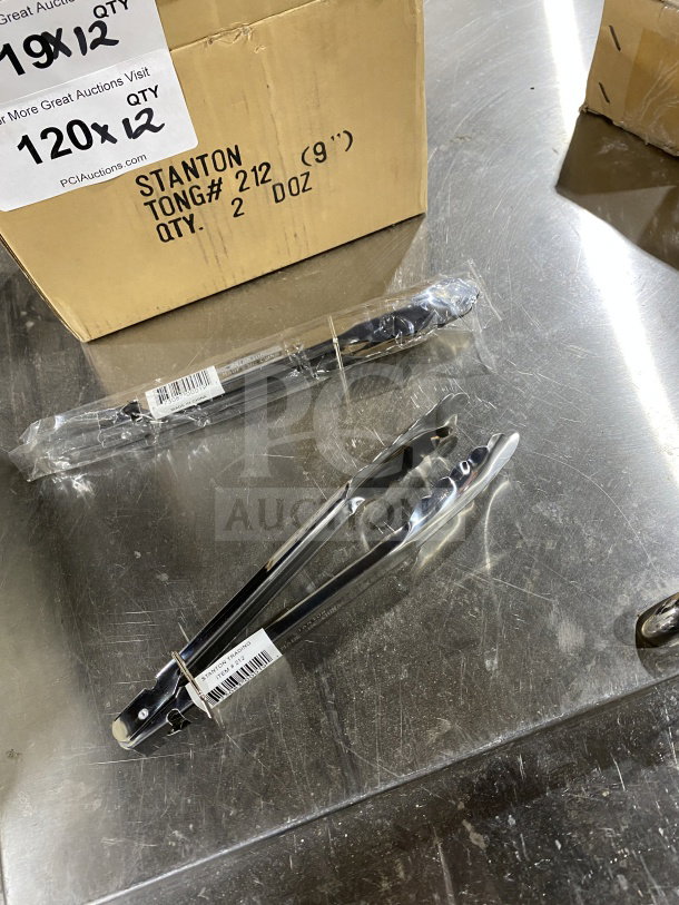 BRAND NEW Stanton Trading 9-3/4" stainless steel utility tong, heavy-duty, packed in box, multiple sets available.