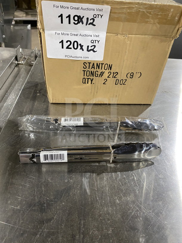 BRAND NEW Stanton Trading 9-3/4" stainless steel utility tongs, in box. Heavy-duty, commercial use. Model #212.
