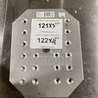 Winco SPFB2 stainless steel false bottom for steam table pan. Visible SKU label. Good condition with some surface scratches.