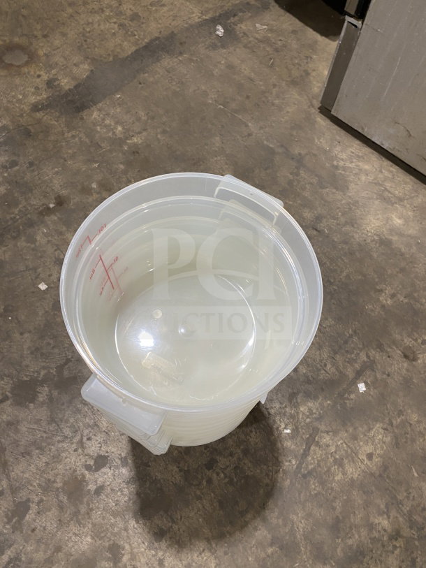 Winco 12-Quart Clear Polycarbonate Food Storage Container, Model PTRC-12, new, with red measurement markings.