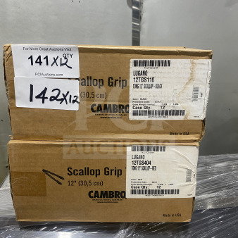 Cambro Lugano Series 12" Flat-Grip Serving Tongs in black, model 12TGS110. Brand new in original packaging. Case quantity of 12.