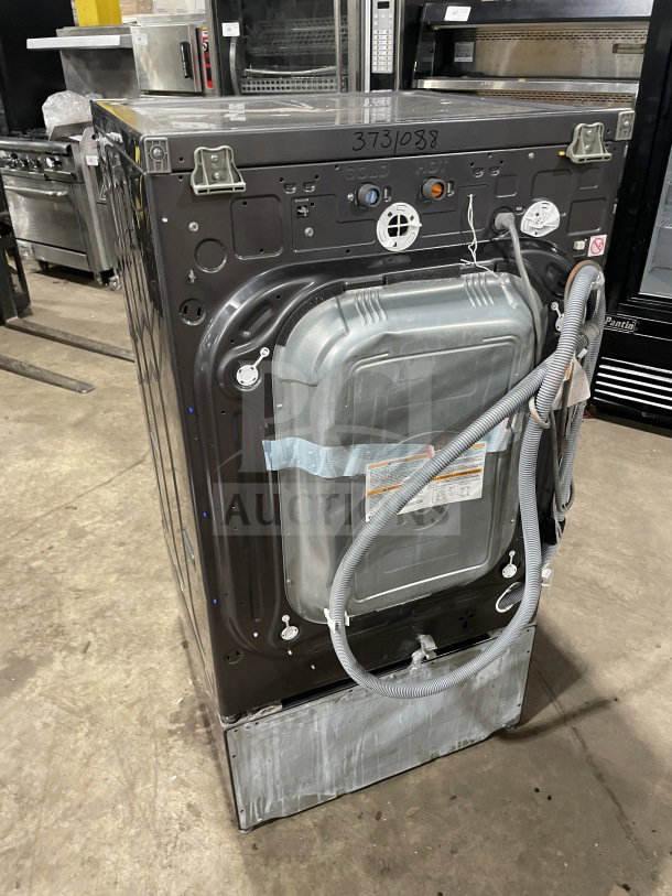 LG Commercial WashCombo Ventless Washer/Dryer, 5.0 cu. ft., Inverter HeatPump, Direct Drive Motor, mega capacity, back view.