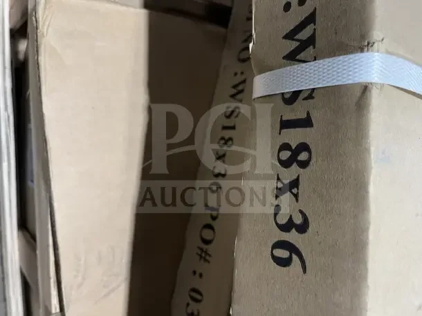 New L&J all stainless steel wall shelf, 18x36 inches, in original packaging. Model WS18x36, durable and high-quality.