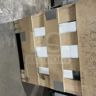 Brand new L&J 36" showcase display case in original packaging. Visible handwritten markings on the crate.