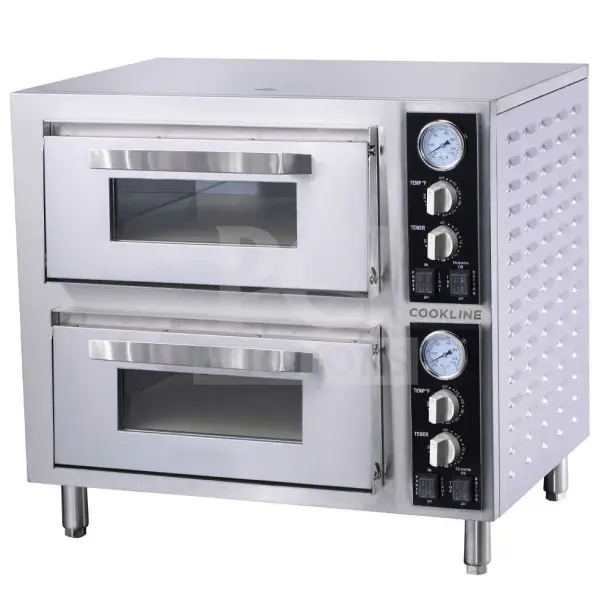 Cookline CPO-2D stainless steel double deck countertop pizza oven, new, with 2 independent chambers, model CPO-2D.