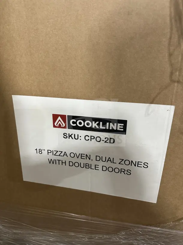 Cookline CPO-2D commercial pizza oven, new in box, features 2 independent chambers, dual zones, stainless steel.
