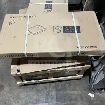 New L&J stainless steel wall shelf, 18x36 inches, in original packaging. Made in China, labeled with item details and logo.
