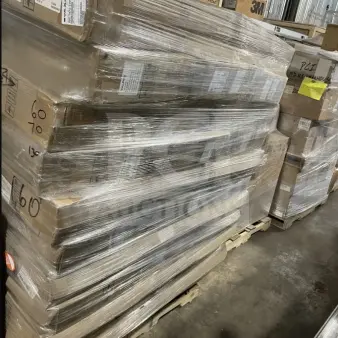 Full pallet of Alpine Universal Dispenser Stands, Model ALP430BLK, new in box, wrapped in plastic, labeled for auction.