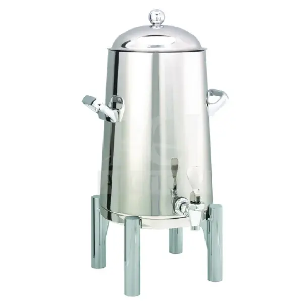Brand new Service Ideas 5-gallon vacuum urn, stainless steel finish, robust handles, lid with knob, sturdy legs.