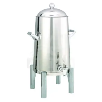 Brand new Service Ideas 5-gallon vacuum urn, stainless steel finish, robust handles, lid with knob, sturdy legs.
