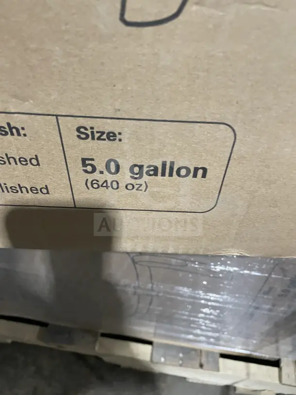 Brand new Service Ideas 5-gallon vacuum urn in box, labeled 640 oz, indicating size.