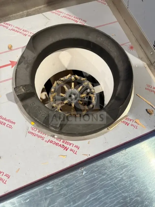 Towns stainless steel natural gas 3-station jet burner wok range, Model Y2SSN, pristine condition, Serial 238489.