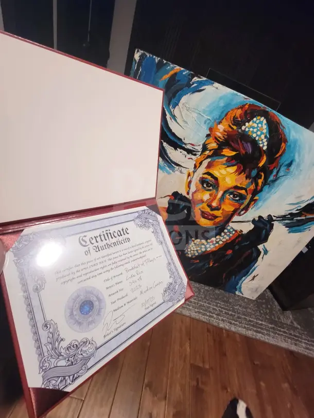 "Breakfast at Tiffany's" painting by Luke Rice with Certificate of Authenticity. Proceeds benefit Morgan Wallen Foundation.