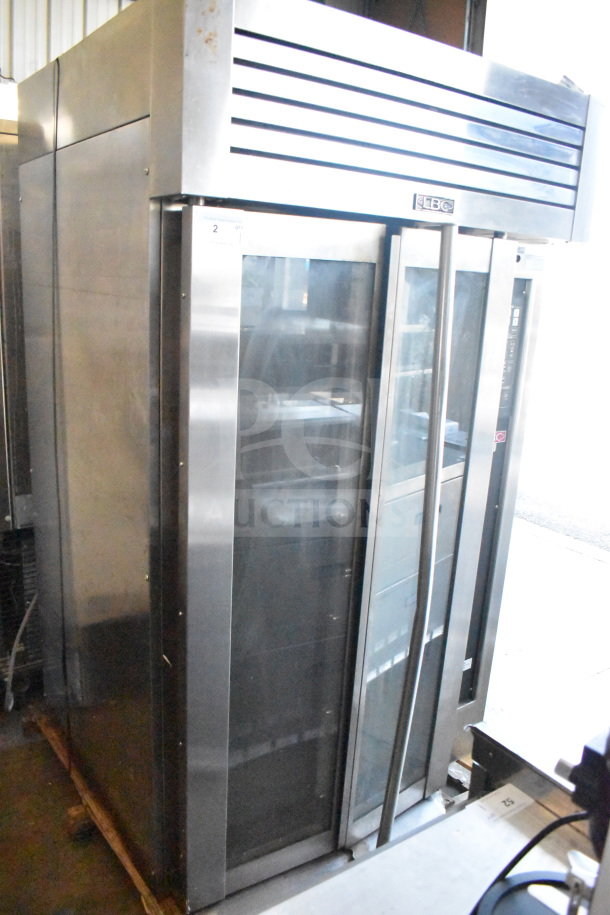 LBC LMO-MAX-G commercial rack oven, natural gas, stainless steel, rotating rack, 125,000 BTU, glass doors.