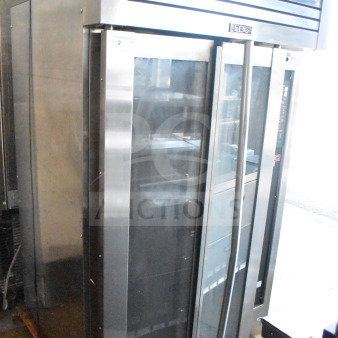 LBC LMO-MAX-G commercial rack oven, natural gas, stainless steel, rotating rack, 125,000 BTU, glass doors.