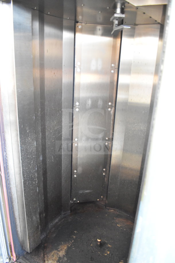 LBC LMO-MAX-G commercial rotating rack oven, natural gas, 125,000 BTU, interior view. Used condition.