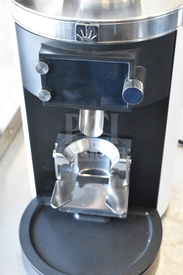 Brand new Mahlkonig E80W espresso grinder, countertop model, minor scratches, 110-127V, 1 phase, stainless steel finish.