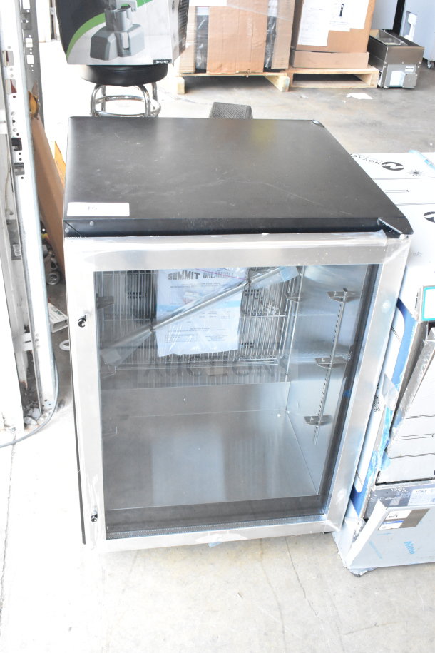 Summit SCR610BL 24" Built-In Beverage Center, 5.0 cu. ft., 3 chrome shelves, Sabbath Mode, LED lighting, digital control.