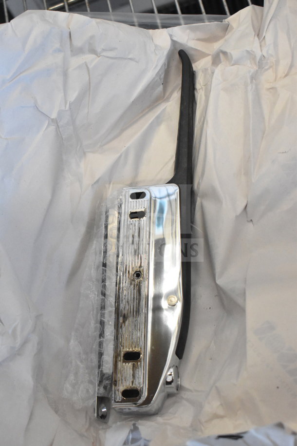 Brand new Alto-Shaam HD-2566R service handle kit with screws, partially enclosed in packaging, showing chrome finish.
