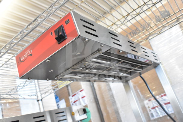 Brand new 2025 Avantco FFDS-1 French fry warmer, infrared, 120V, 1 phase, freestanding; visible control panel and brand logo.