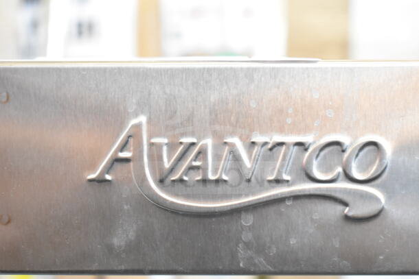 Brand new Avantco 177FFDS2 French fry warmer with logo detail, showing minor scratches. 120 volts, 1 phase model.