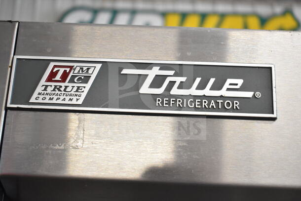 2016 True T-35 Commercial 2 Door Cooler, 115V, 1 Phase. True logo plaque visible on stainless steel surface.