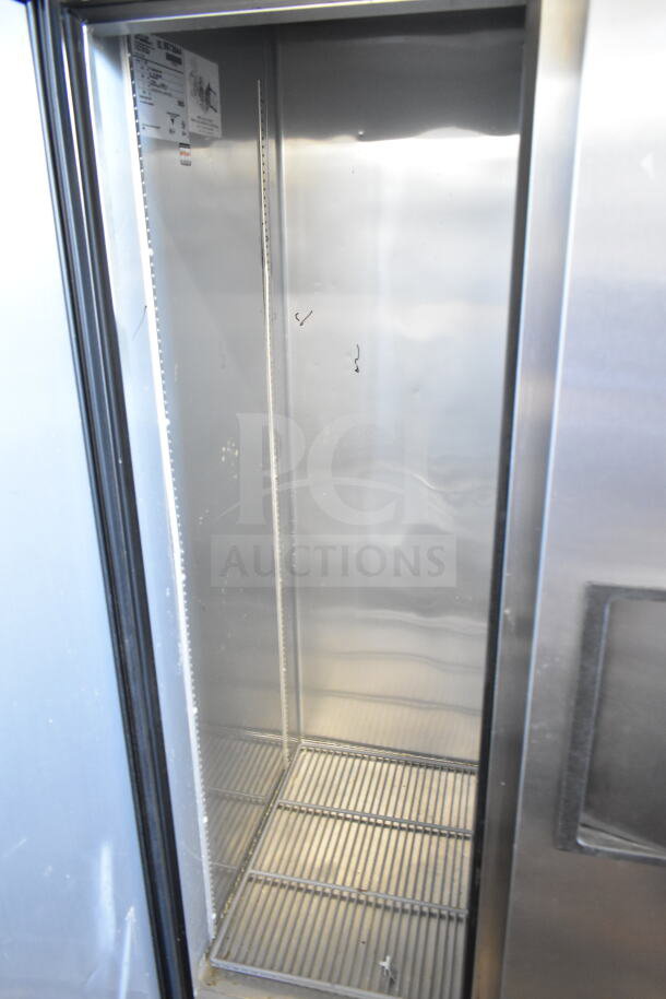 2016 True T-35 Commercial 2 Door Reach-In Cooler, stainless steel, shelves visible, 115 volts, 1 phase, model T-35.