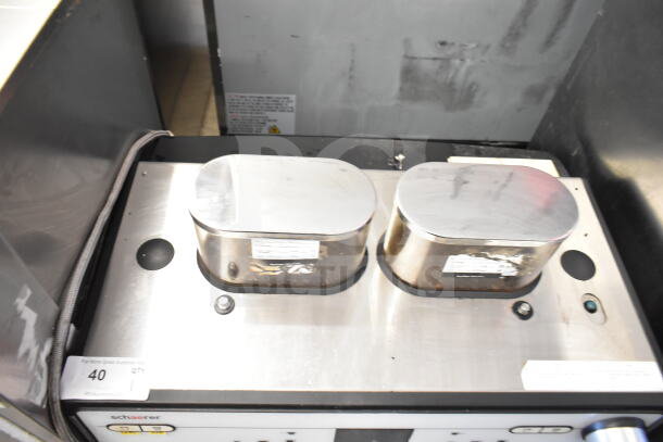Schaerer Barista Commercial Espresso Machine, 2 group, 2 hoppers, 2 steam wands, stainless steel, good condition.