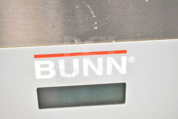 Bunn IMIX-5 commercial cappuccino machine, stainless steel, 120/208-240V, 1 phase, with visible logo and display panel.