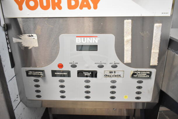 Bunn IMIX-5 commercial cappuccino machine, countertop model, with selection buttons for various drink options.