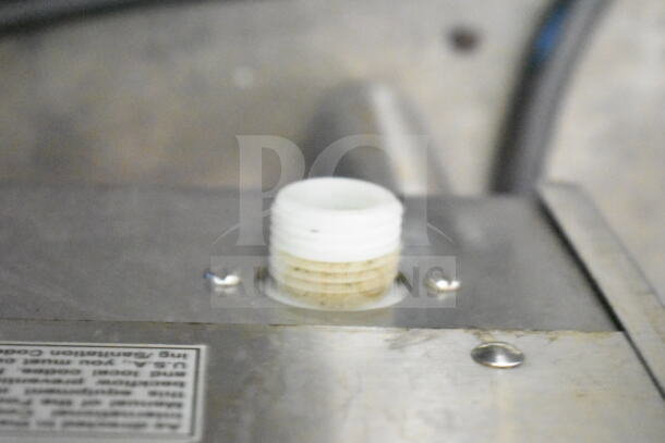 Bunn IMIX-5 Commercial Countertop Cappuccino Machine detail showing a connector and label. 120/208-240V, 1 Phase.