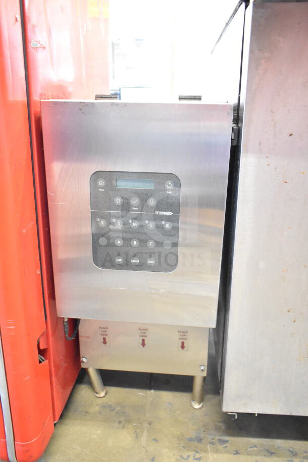Silver King Commercial Dispenser, stainless steel, 115V, 1 phase, features user interface with size and option buttons.