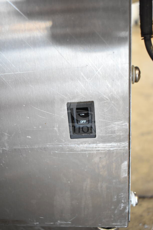 Silver King Commercial Dispenser, stainless steel, 115V, 1 phase, on/off switch, minor surface scratches.