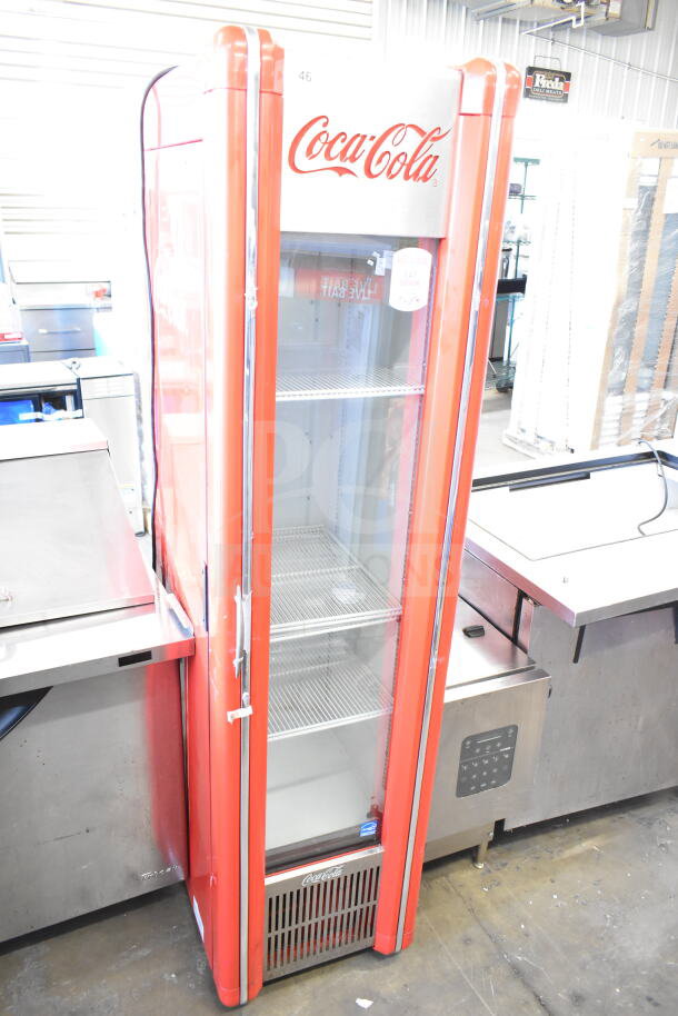 Imbera VR09 commercial cooler, single glass door, Coca-Cola branding, 115V, 1 phase, excellent condition.