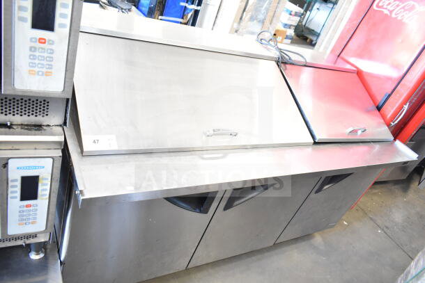 Turbo Air TST-72SD-30-N sandwich salad prep table, stainless steel, bain marie mega top, 115V, shown with closed lids.