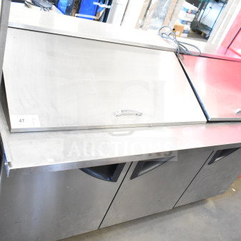Turbo Air TST-72SD-30-N sandwich salad prep table, stainless steel, bain marie mega top, 115V, shown with closed lids.