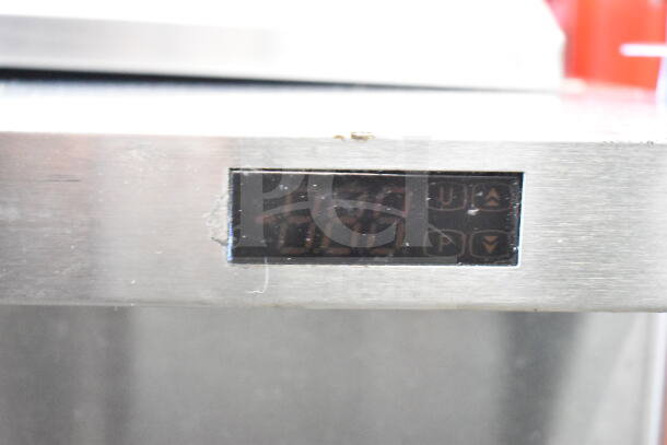 Turbo Air TST-72SD-30-N digital display showing temperature setting. Commercial sandwich prep table control panel.