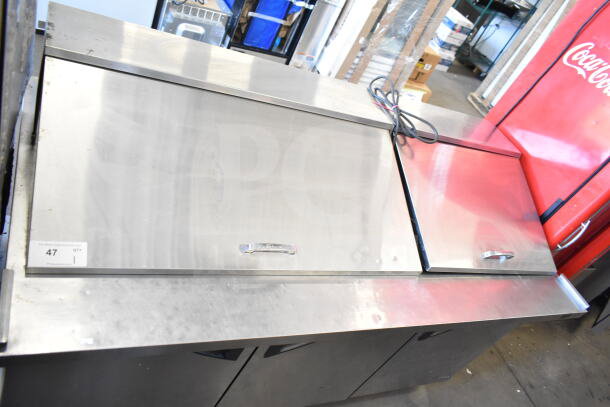 Turbo Air TST-72SD-30-N prep table, stainless steel, 115V, 1 phase, sliding lids, visible label "Turbo Air."